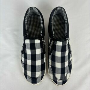 Lauren RL Jeorgia-NE Sneakers Gingham Slip On Loafers Shoes Black White Size 9